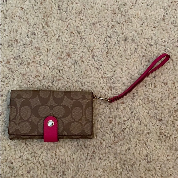 Coach Handbags - NWOT Pink and Brown Coach Wristlet